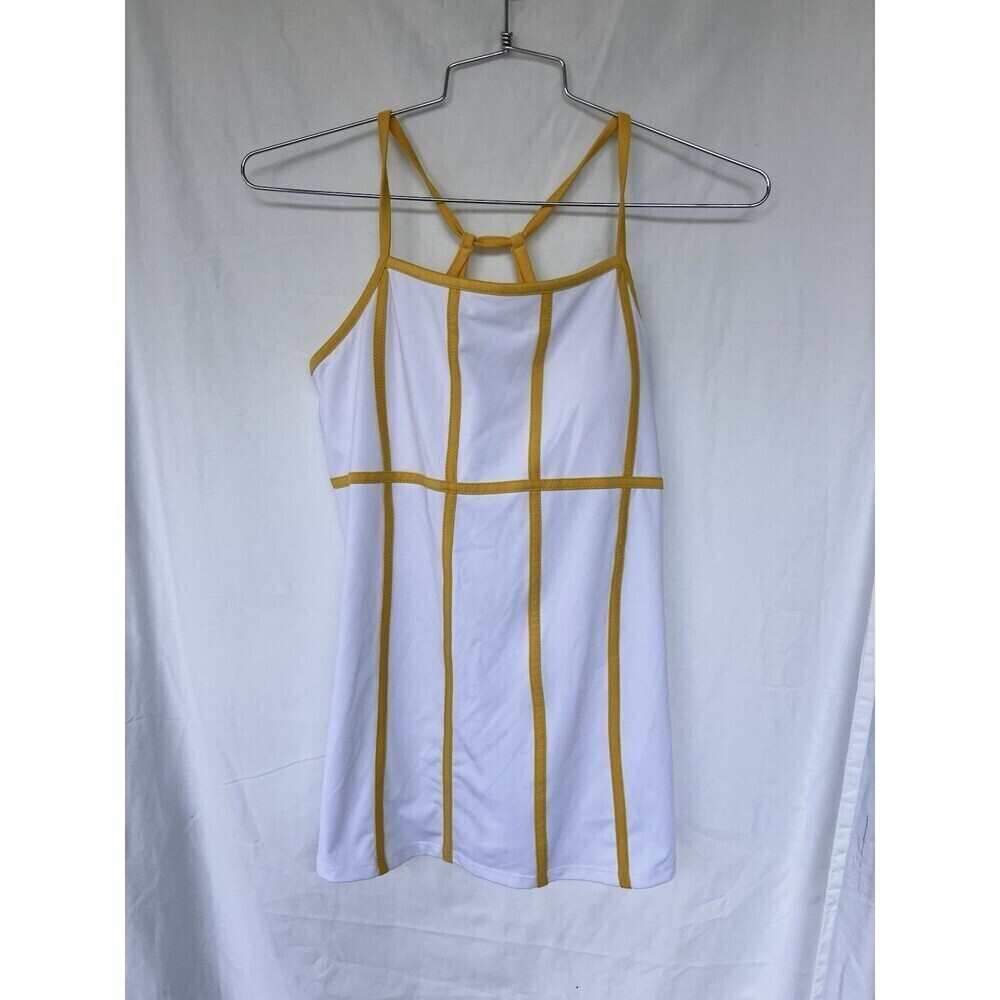 Colosseum Top Women’s XL Yellow Strappy Gym Stretch Built in Bra Tank Stretch